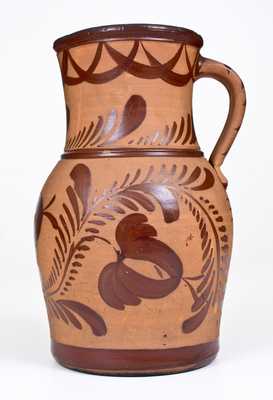 Exceptional Tanware Pitcher with Elaborate Albany Slip Date, 
