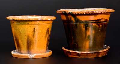 Two Glazed Redware Flowerpots, possibly George Wagner, Lehighton, Carbon County, PA
