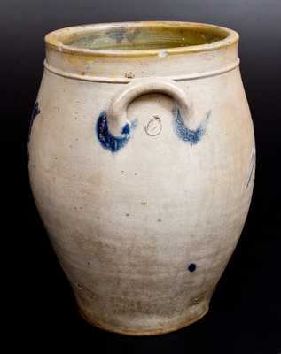 3 Gal. Stoneware Jar with Elaborate Incised Bird Decorations, New York State, circa 1825