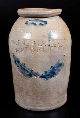 WARNE & LETTS 1807 / S AMBOY N JERSY Thomas Warne & Joshua Letts, South Amboy, NJ Stoneware Jar