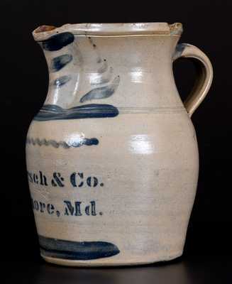 Rare C. H. TORSCH & CO / BALTIMORE Stoneware Advertising Pitcher by A. P. Donaghho