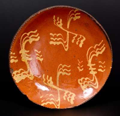 Slip-Decorated Redware Plate, probably Philadelphia, early to mid 19th century