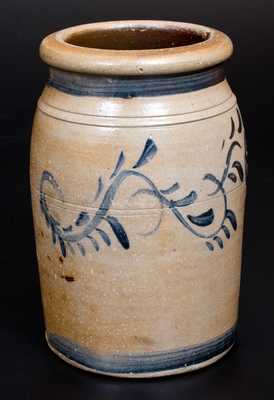 Rare COOPER & POWER / MAYSVILLE . KY Stoneware Jar w/ Cobalt Floral Decoration