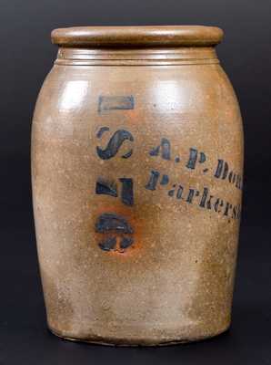 Rare A. P. Donaghho / Parkersburg, W. Va. / 1876 Stoneware Canning Jar