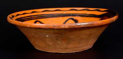 Redware Bowl with Profuse Manganese Slip Decoration