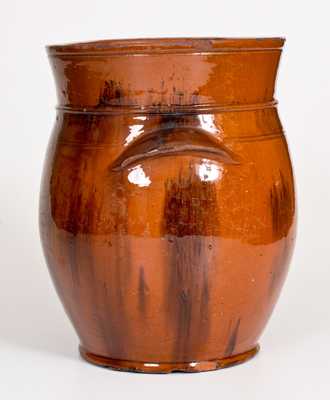 Glazed Redware Jar with Streaked Manganese Decoration