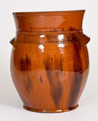 Glazed Redware Jar with Streaked Manganese Decoration
