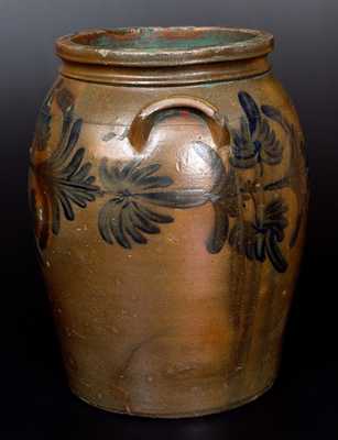 Rare 6 Gal. J. KEISTER & CO. / STRASBURG, VA Stoneware Jar w/ Cobalt Floral Decoration