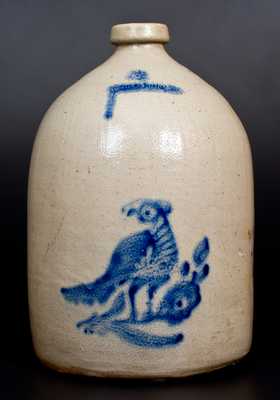 3 Gal. WHITES UTICA Stoneware Jug with Bird Decoration