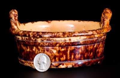 Fine Small-Sized JOHN BELL / WAYNESBORO Redware Butter Tub with Sponged Decoration