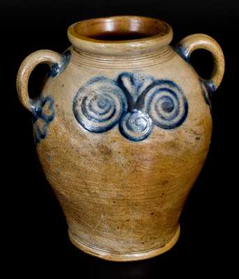 2 Gal. Stoneware Jar with Watchspring Decoration, Manhattan or New Jersey Origin, 18th century