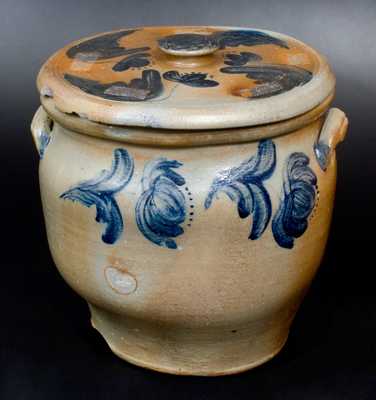6 Gal. JOHN BELL / WAYNESBORO Stoneware Lidded Jar with Bold Floral Decoration