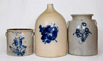 Lot of Three: Decorated Stoneware incl. White Family Examples from Utica and Binghamton