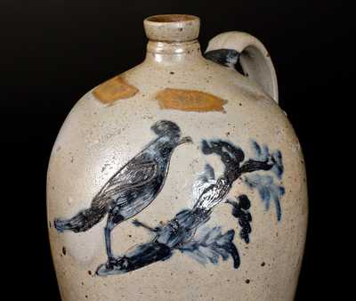 Extremely Rare Baltimore Stoneware Jug w/ Incised Bird Decoration, c1812-27