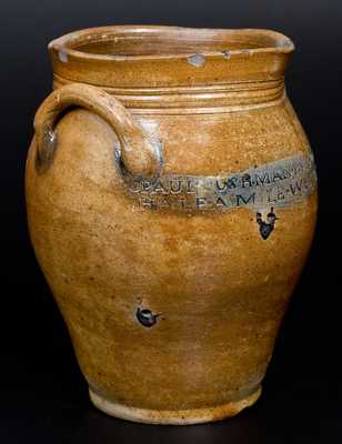 Very Rare PAUL CUSHMAN Stoneware Jar with ALBANY GOAL 1809 Coggled Inscription