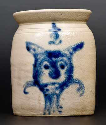 Stoneware Cat Face Jar, attributed to Madison Woodruff, Cortland, New York