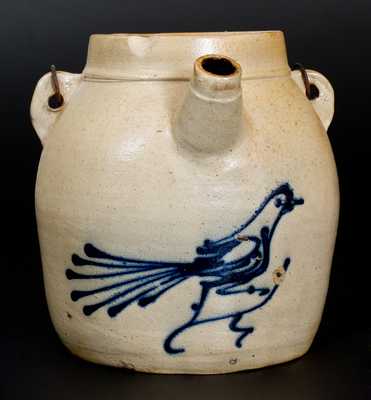 Stoneware Batter Pail w/ Slip-Trailed Bird Decoration att. Whites Pottery, Utica, NY