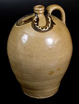 Exceptional Phoenix Factory, Edgefield District, SC Stoneware Jug w/ Two-Color Slip Decoration and 1840 Date