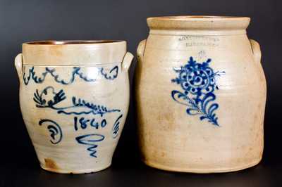 Two Northeastern U.S. Cobalt-Decorated Stoneware Jars, 19th century