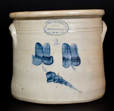 BROWN BROTHERS / HUNTINGTON, L.I. Stoneware Crock with Floral Decoration