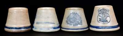 Four Advertising Stoneware Match Safes, attrib. Whites Pottery, Utica, NY