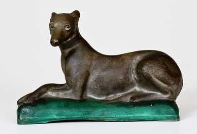 Fine Painted Redware Figure of a Whippet, attrib. John Bell, Waynesboro, PA, c1840-50