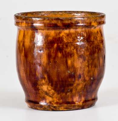 Rare Diminutive JOHN BELL / WAYNESBORO Glazed Redware Jar c1850-80