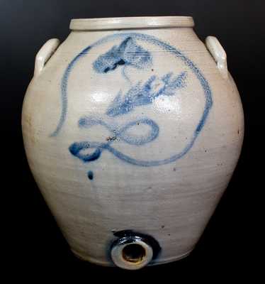 4 Gal. Ovoid Stoneware Water Cooler with Floral Decoration