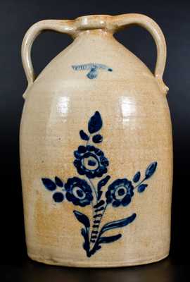 5 Gal. WHITES UTICA Double-Handled Stoneware Jug w/ Floral Decoration