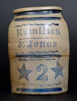 2 Gal. Hamilton & Jones (Greensboro, PA) Stoneware Jar with Stenciled Stars