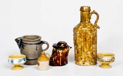 Six Pieces of Utilitarian Pottery, American, English, and German, 19th century