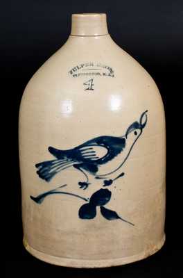4 Gal. FULPER BROS. / FLEMINGTON, N.J. Stoneware Jug with Bird Decoration