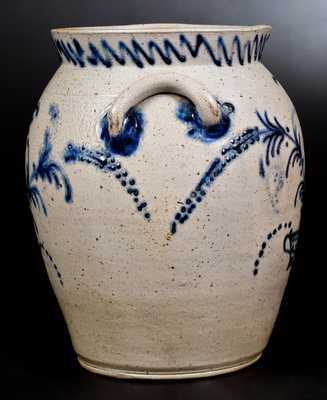 2 Gal. Stoneware Jar with Slip-Trailed Floral Basket Decoration, Baltimore, circa 1820