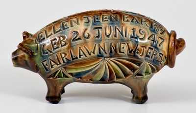 Unusual FAIRLAWN, NEW JERSEY Redware Pig Bank, Scottish Origin