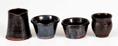 Lot of Four: Miniature Black Glazed Redware Vessels