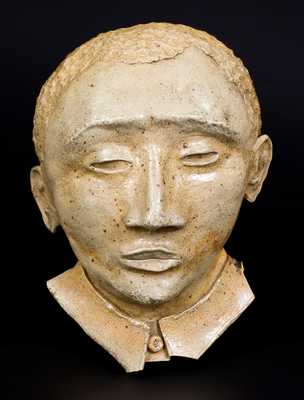 Very Unusual Stoneware Wall Sculpture of African American s Head, circa 1900