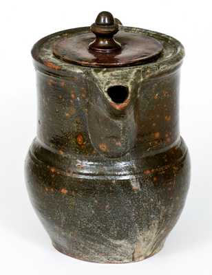 Unusual Pewter-Shaped NC Redware Coffee Pot