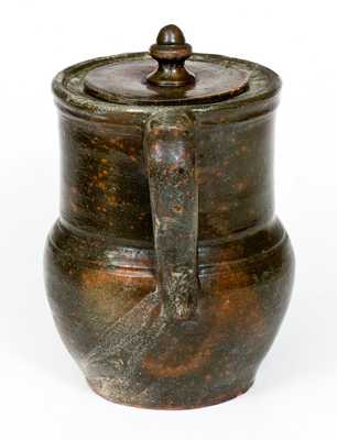 Unusual Pewter-Shaped NC Redware Coffee Pot