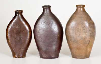 Lot of Three: Stoneware Flasks, Early 19th Century
