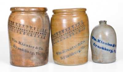 Three Pieces of Wm. Kinnier & Co. / Lynchburg, Va. Cobalt-Decorated Stoneware