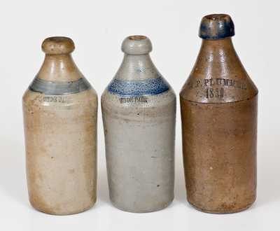 Lot of Three: Stoneware Bottles, 2 Marked HYDE PARK and J. P. PLUMMER / 1859 Example