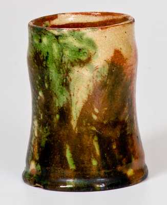 Very Rare Shenandoah Valley Redware Mug w/ Mocha Seaweed Design, possibly Solomon Bell