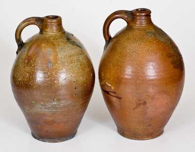 Lot of Two: Stoneware Jugs attrib. Bissett, Old Bridge, New Jersey, One Inscribed 