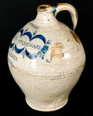 Exceedingly Rare and Fine Thomas Commeraw Stoneware Jug, African-American New York Potter