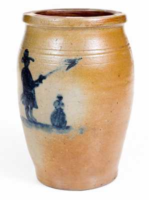 Exceptional Morgantown, WV Stoneware Jar w/ Civil War Soldier and Woman Motifs