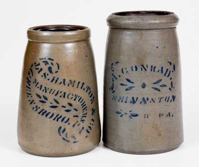 Two Stoneware Canning Jars, Western PA and West Virginia origin, circa 1875
