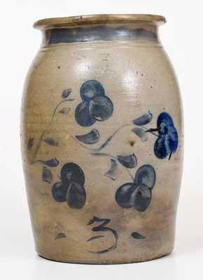 Rare Pruntytown, West Virginia, Stoneware Jar with Floral Decoration