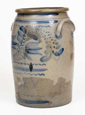 Stoneware Jar w/ Profuse Floral Decoration att. Isaac Hewitt, Rices Landing, PA