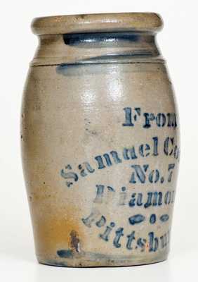 Scarce Small-Sized Samuel Cooper / No. 7 / Diamond / Pittsburgh Stoneware Canning Jar