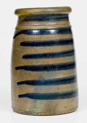 Scarce Western PA Stoneware Canning Jar w/ Seven-Striped Cobalt Decoration